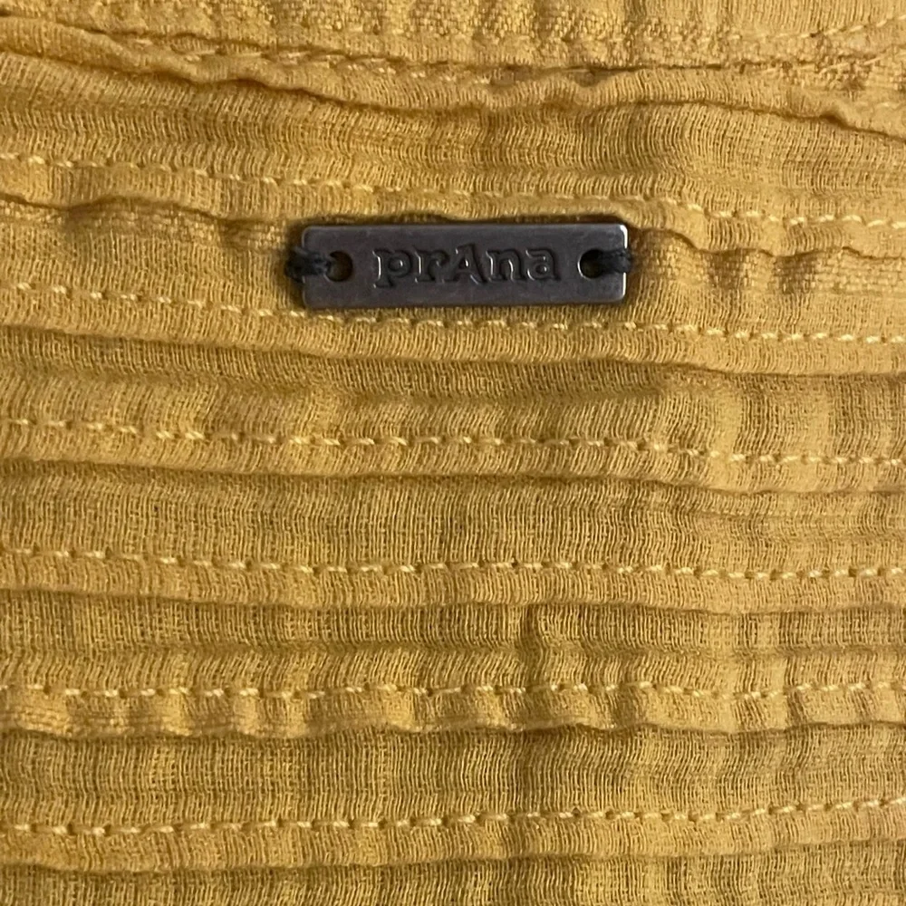 PrAna Yellow Button Up Tank Top Vest Light Flowy Summer Tunic Organic Cotton